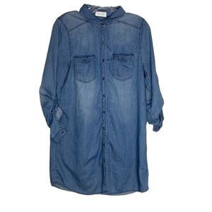 Corner Clothing Blue Chambray Button Down Cotton Dress L
